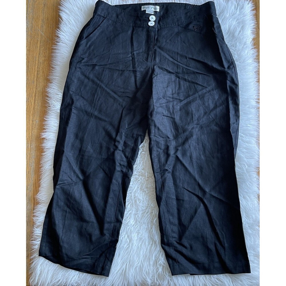 West Palm Womens Size 8 Black Linen Blend Capris beachcore